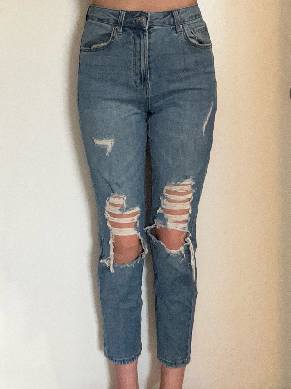 Women’s High-Rise Ripped Crop Jeans - Light Blue